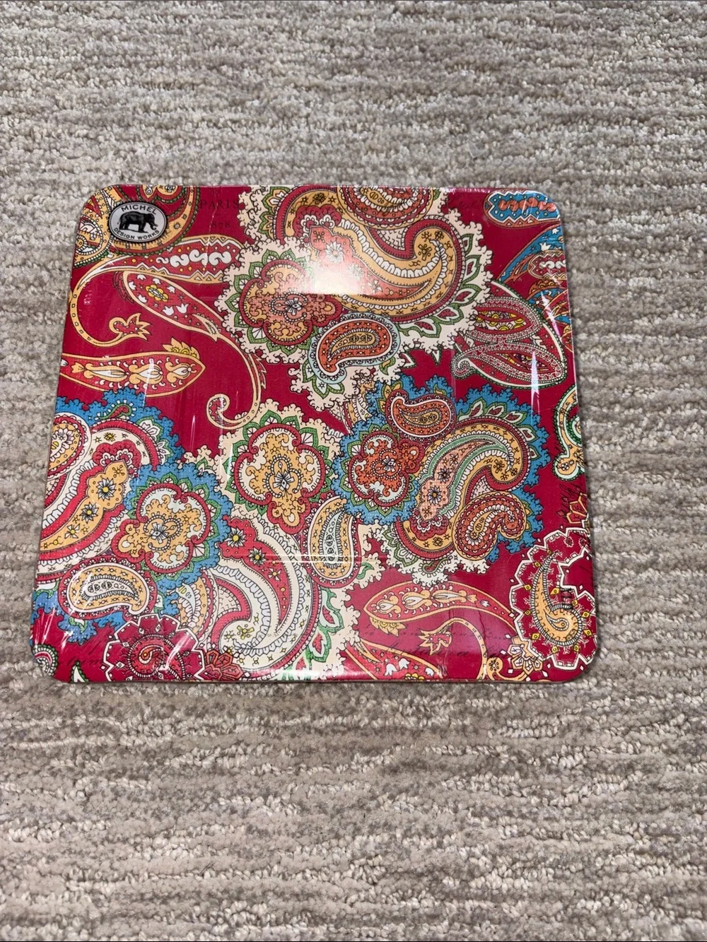 3 Sets Red Paisley Paper Lunch/Dessert Plates (24)